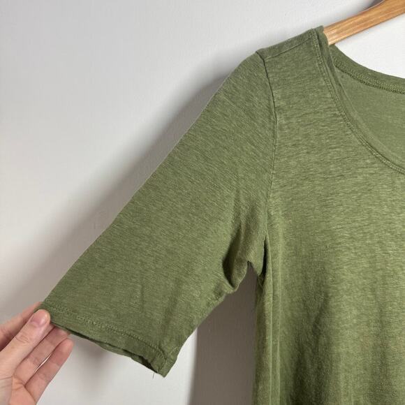 Habitat Clothes To Live In Top Women XS Olive Green Scoop Neck 100% Linen Spring - Picture 6 of 6